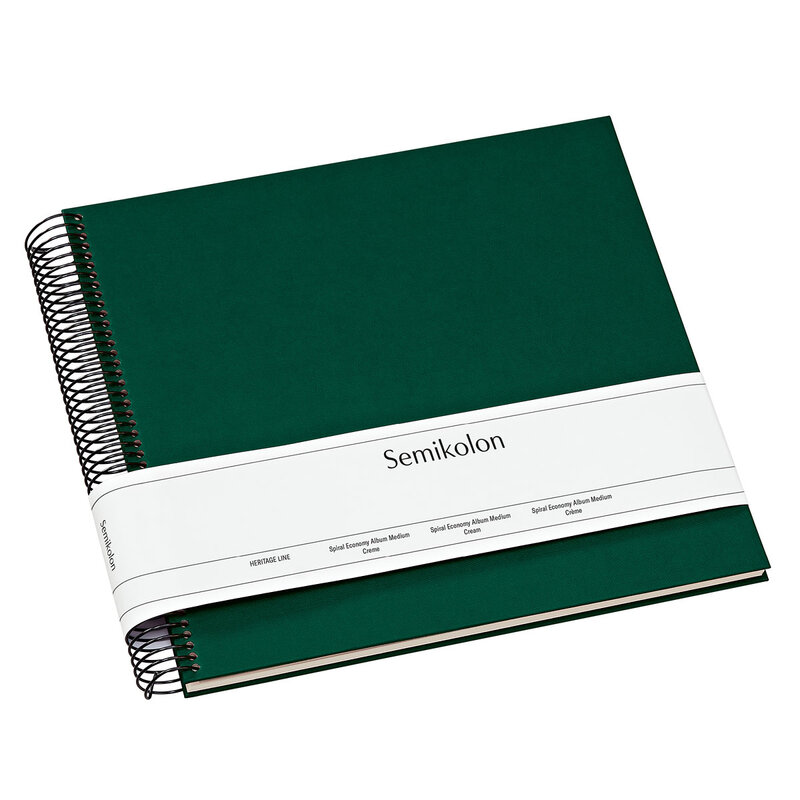 Fotoalbum med spiralbidning - Economy Medium Forest Green, cream