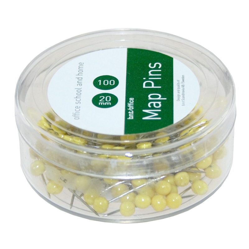 Kartnålar 100st, Gul