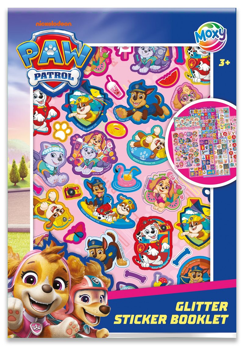 Paw Patrol klistermärken med glitter : 8 ark, A5
