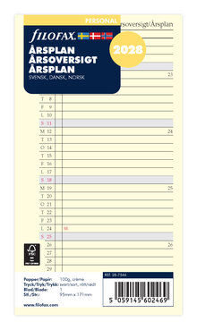 Filofax - Personal Refill 2028 Årsplan