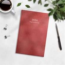 Kalender 2026 Dagbokskalender rött konstläder